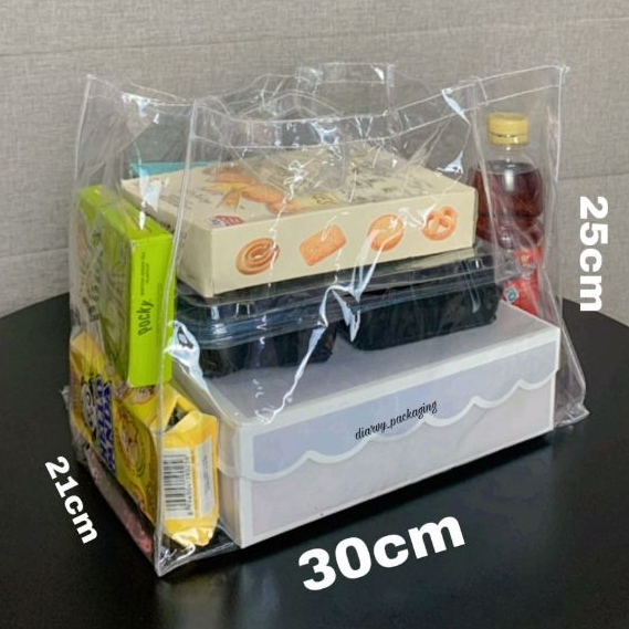 

TAS MIKA TRANSPARAN uk 30x25 untuk box donat kue bento Goodie bag hampers ultah souvenir bening transparan