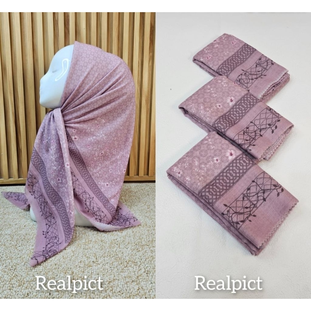 HIJAB SEGI EMPAT VOAL MOTIF BUNGA KECIL DUSTY