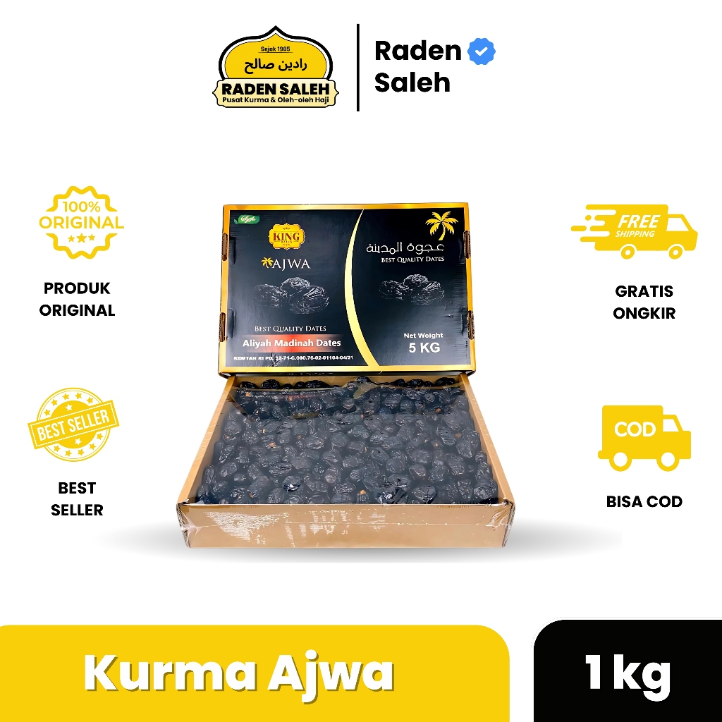 

Kurma King Dates Ajwa 1 kg Kurma Nabi | Rasa Nya Manis