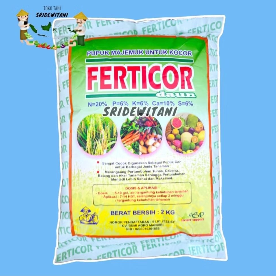 PUPUK NPK Ferticor Daun Isi 2 KG Pupuk NPK pertumbuhan Daun Akar Untuk Dikocor Semua Tanaman