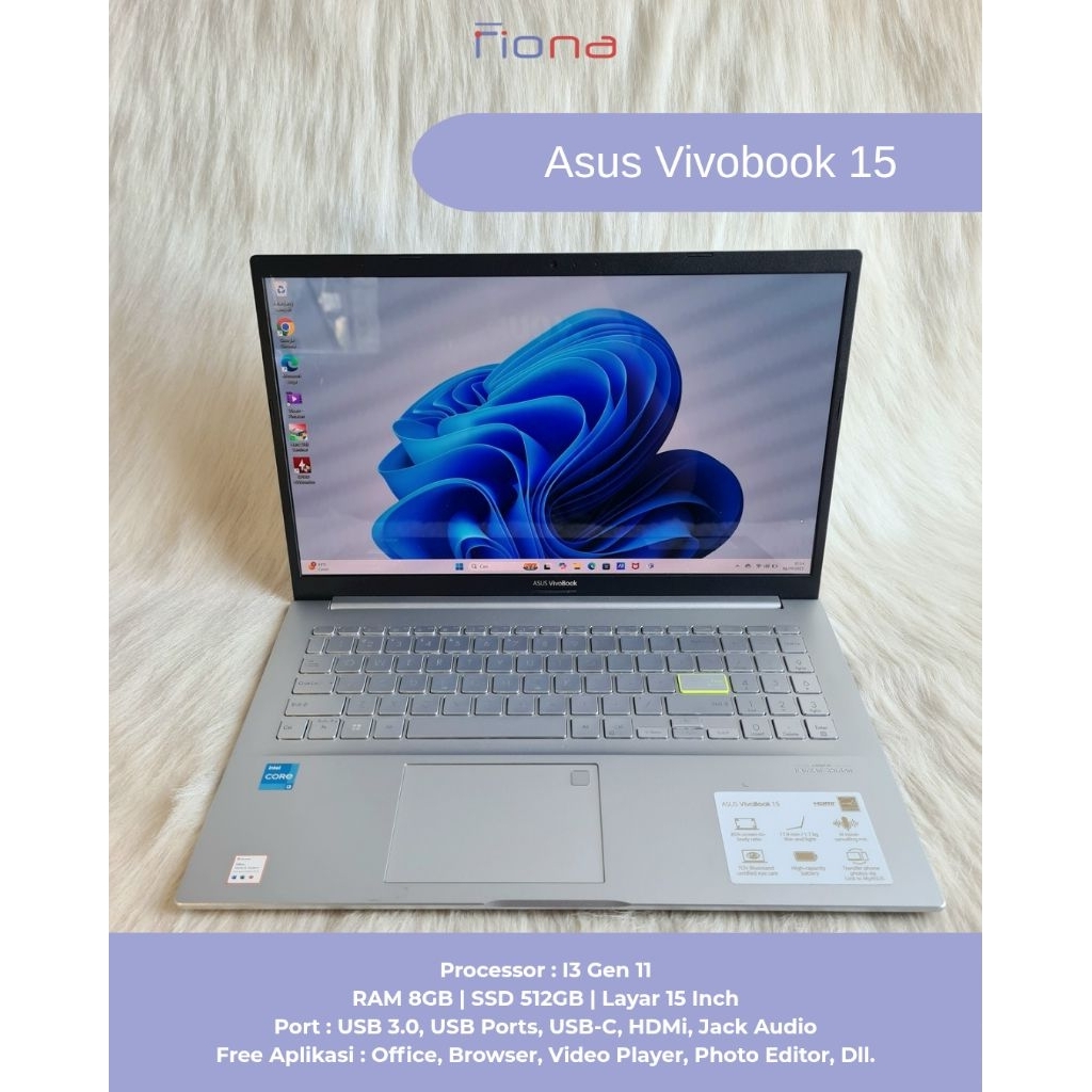 ASUS VIVOBOOK 15 X15EAN | Core Intel i3 gen 11 | RAM 8GB I SSD 512GB