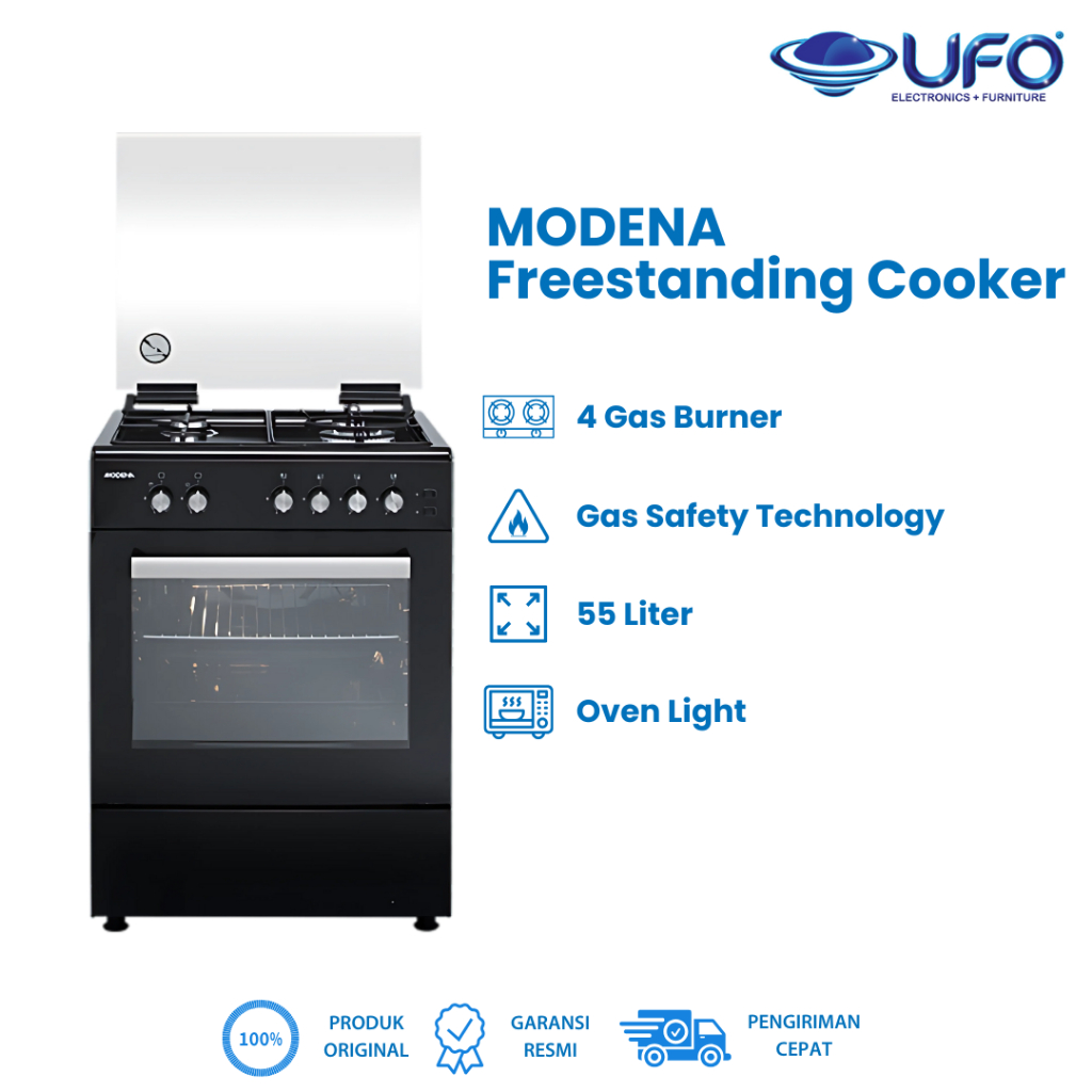 Modena Kompor Free Standing Cooker Gas 4 Tungku FC8643 L