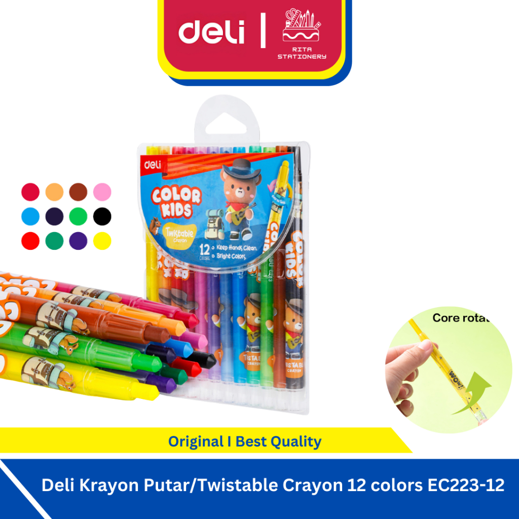 

Deli Krayon Putar/Twistable Crayon 12 colors EC223-12
