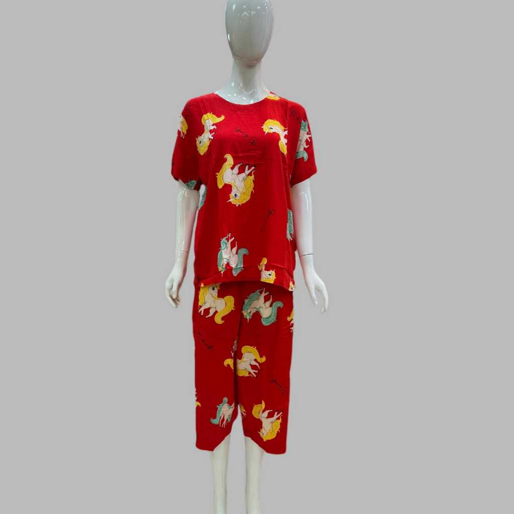 Setelan baju tidur rayon yeong gi size XXL celana 7/8