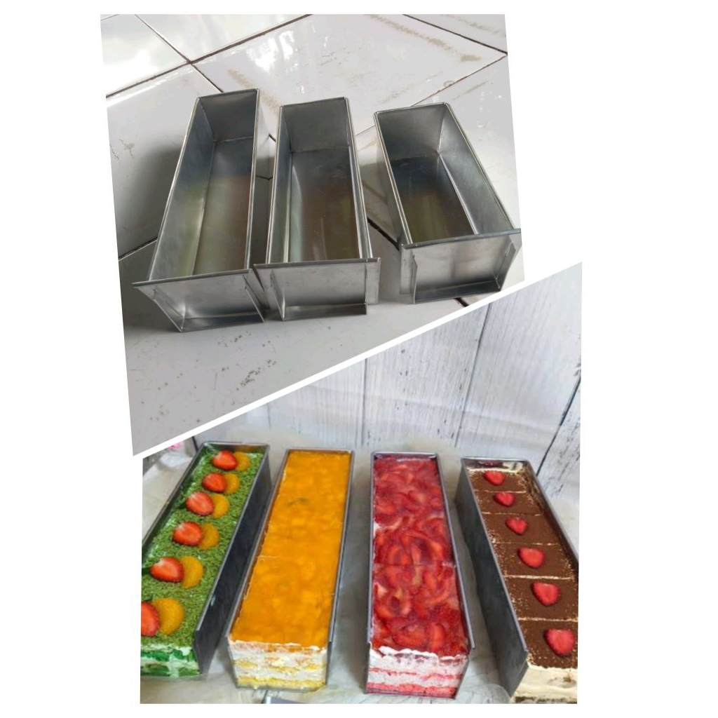 loyang tiramisu ukuran 20x8x8cm 25x8x8cm dan u30x8x8cm,bahan tebal bagus+sodokan kape stainless