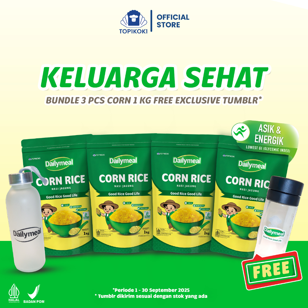 

[Keluarga Sehat] Dailymeal - Corn Rice / Nasi Jagung 1 kg (4pcs) - Solusi Hemat untuk Nutrisi Keluarga Anda