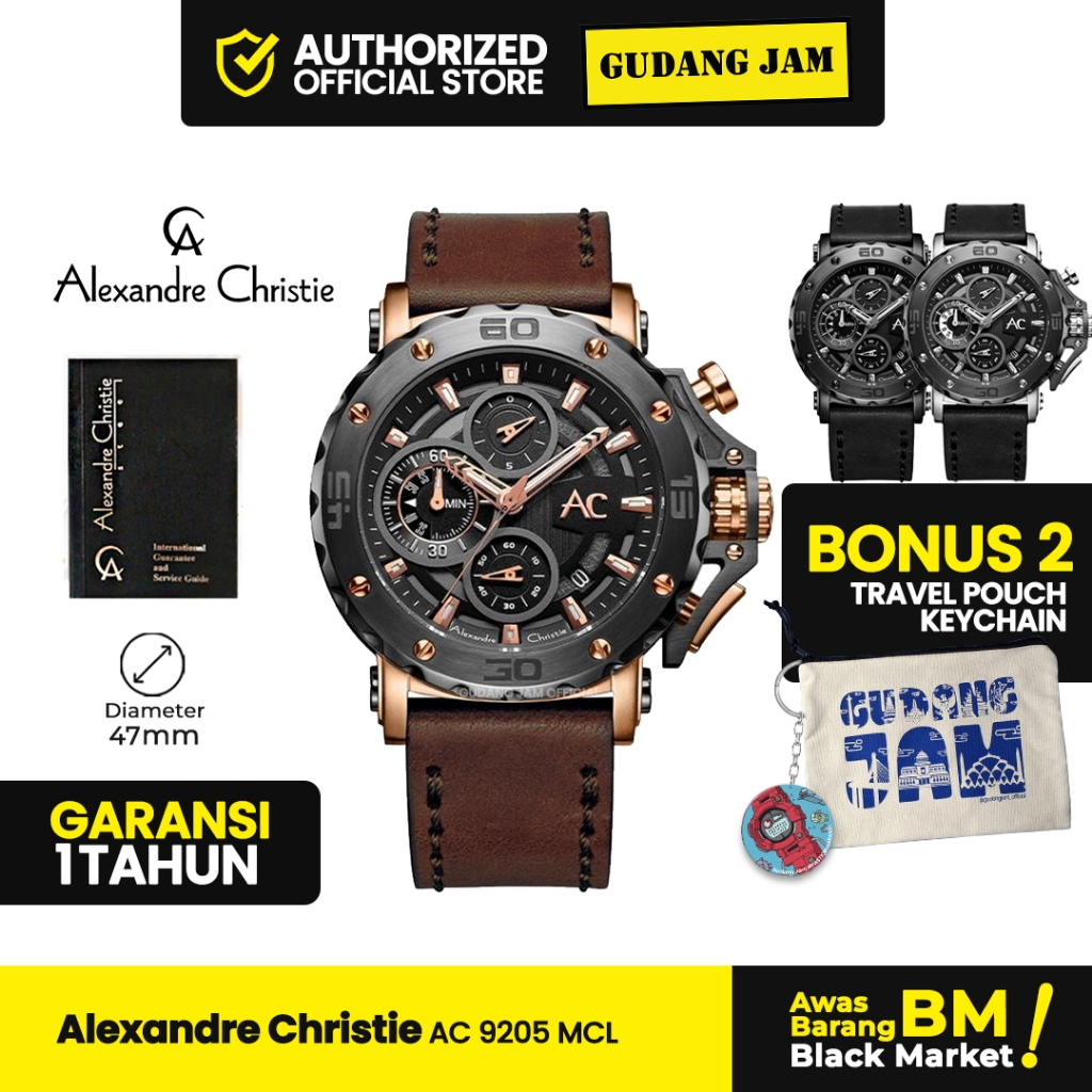 Jam Tangan Pria Alexandre Christie AC 9205 MCL AC9205 AC9205MCL Leather