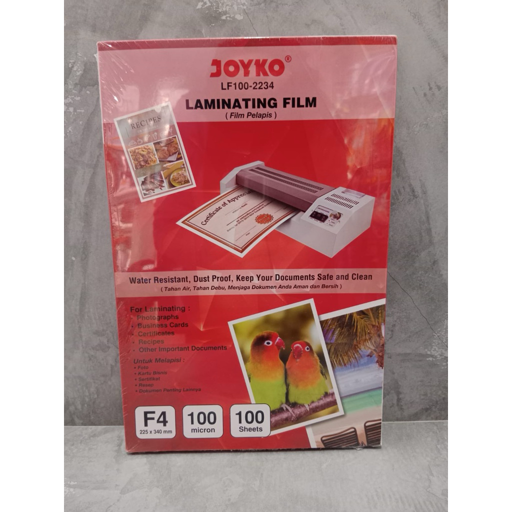 

Plastik Laminating Film F4 Joyko LF100-2234 ( 1 pak )