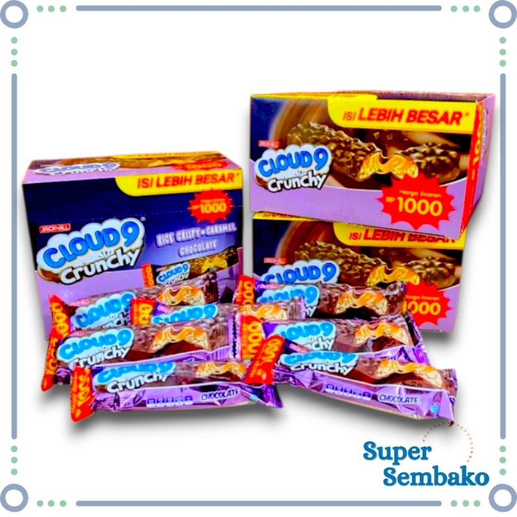 

SNACK WAFER SALUT COKELAT CLOUD 9 CRUNCHY CRISPY CARAMEL CHOCOLATE PER BOX ISI 24 BUNGKUS