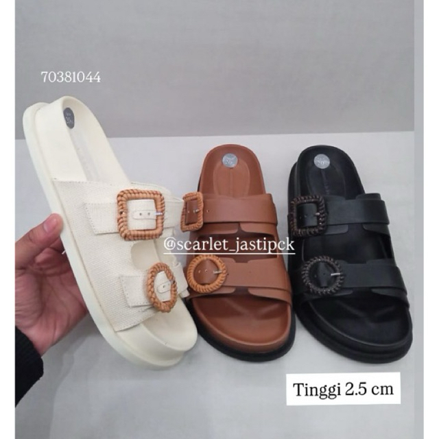 (JASTIP SALE)  Sandal Woven-Buckle Double-Strap 70381044 (ORIGINAL STORE) - 1044