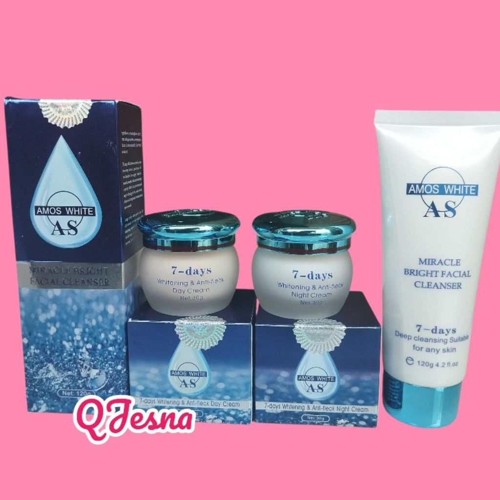 PAKET PEMUTIH WAJAH AMOS WHITE SABUN CREAM SIANG MALAM