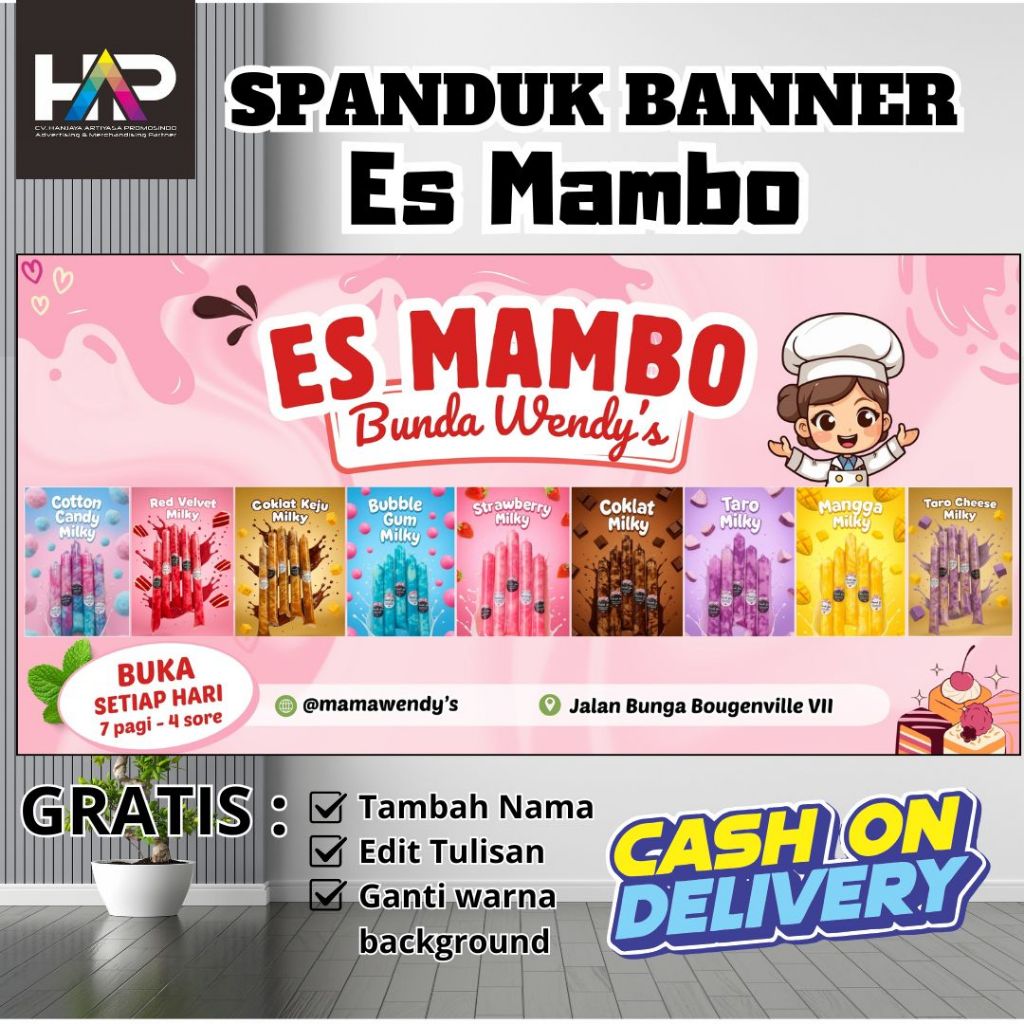 SPANDUK JUALAN MINUMAN  | BANNER JUALAN ES MAMBO VIRAL