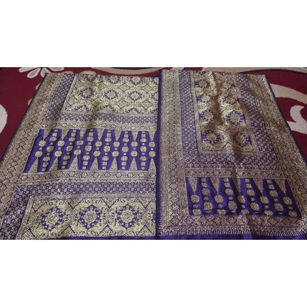 songket tenun gebeng ungu gold/songket Palembang asli tenun tangan