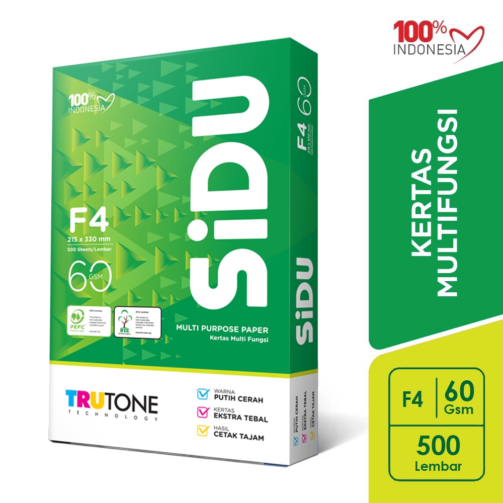 

KERTAS SIDU F4 60 gsm HVS fotocopy print (500 lembar)