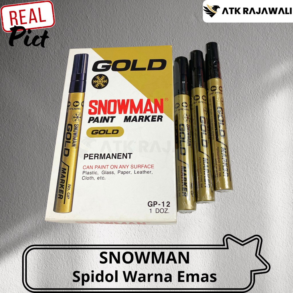 

(Pcs) Spidol Snowman Permanent Paint Marker Warna Emas/Gold