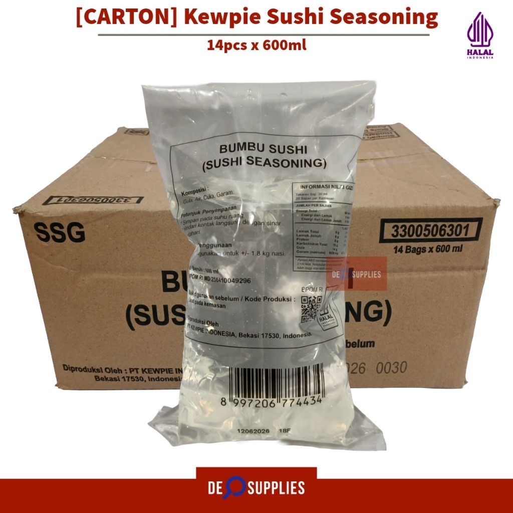 

[CARTON] Kewpie Sushi Seasoning 600ml x 14pcs - Cuka Sushi Halal Rice Vinegar