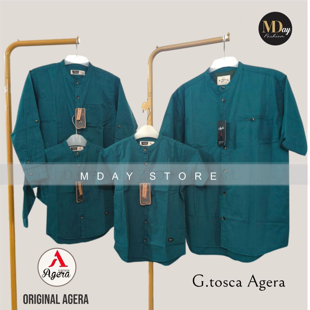 AGERA KEMEJA KOKO COUPLE AYAH ANAK SPESIAL TOSCA GREEN KATUN TWILL TERBARU