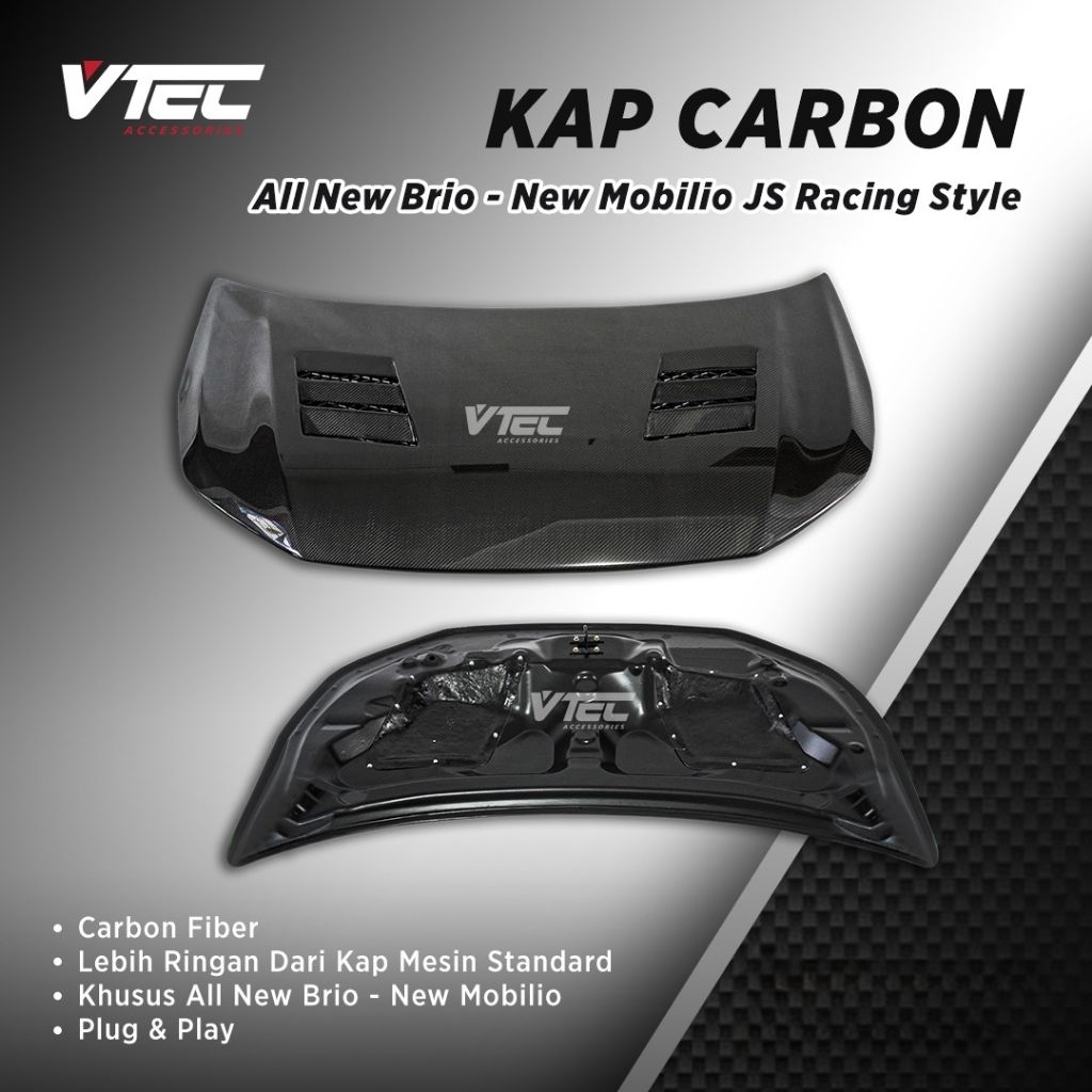 Kap Mesin Carbon All New Brio New Mobilio Js Racing Style