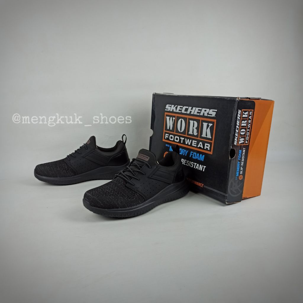 Sneakers Skechers Work Delson 3.0 SR OTERON BLACK BNIB Original - SEPATU SEMI SLIP ON SNEAKERS size 