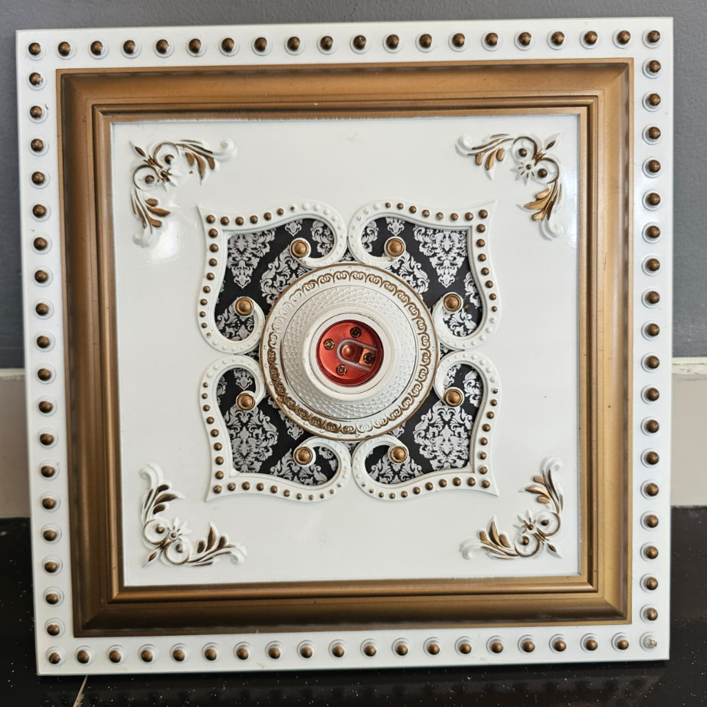 Fitting Lampu Plafon PVC 30x30cm Elegan/Fiting Hias Besar Ornamen Plafon PVC 30CM fitting