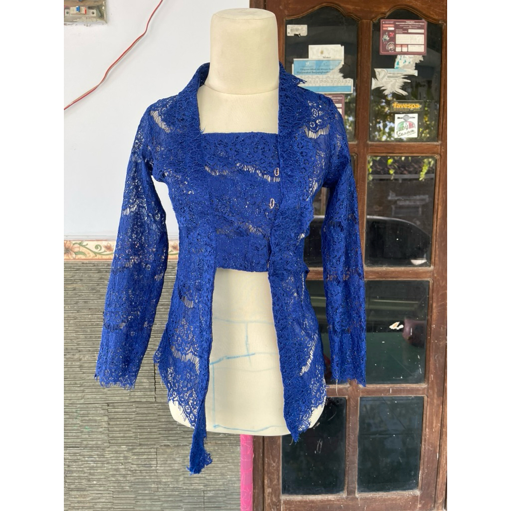 kebaya kutubaru biru navy biru elektrik mano