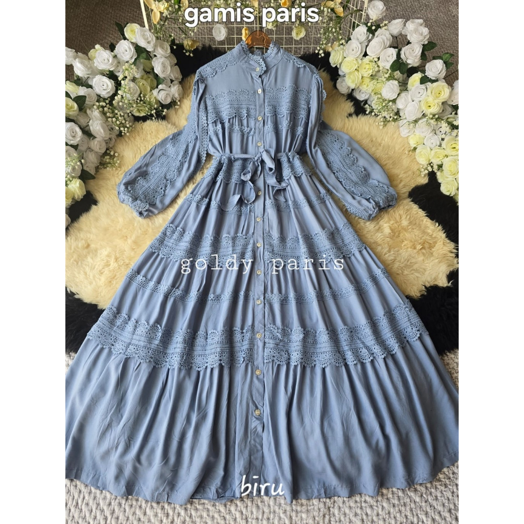 Paris Gamis Goldy Ghatbiyya  Premium Viral Katun Renda Allsize