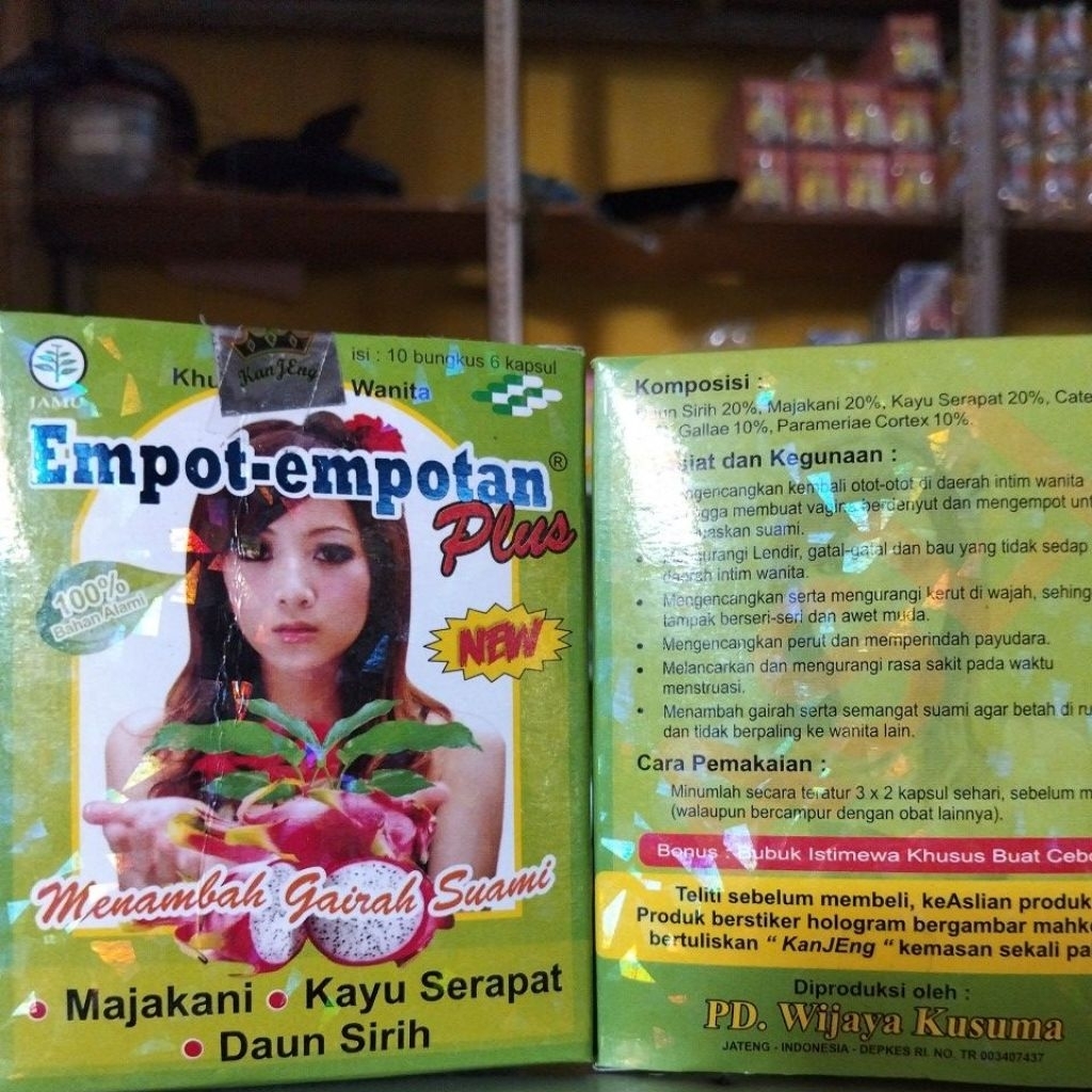 jamu empot-empotan plus majakane,kayu serapat,daun sirih 1 dos isi 10 sachet