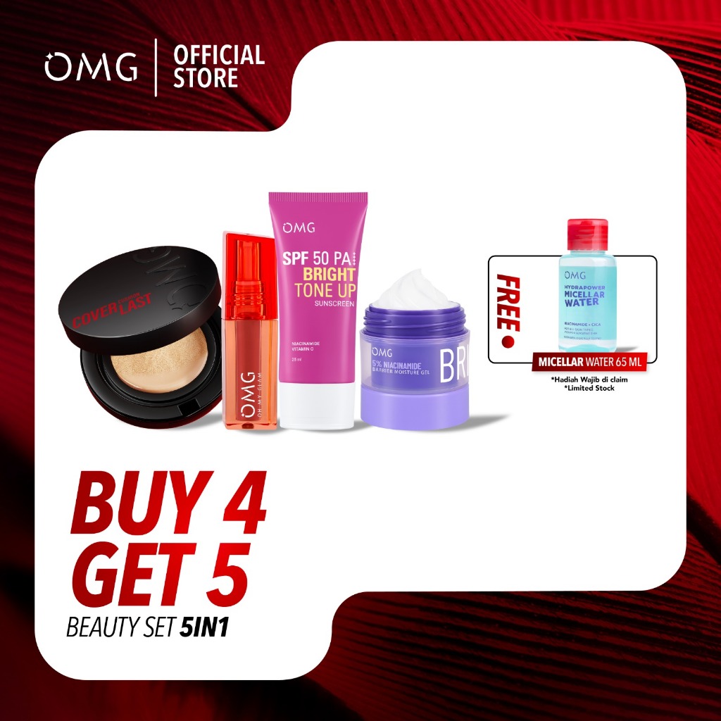[BUY 4 GET 5] OMG Oh My Glam Paket Make Up & Skincare All In One (Cushion, Sunscreen, Moist, Liptint
