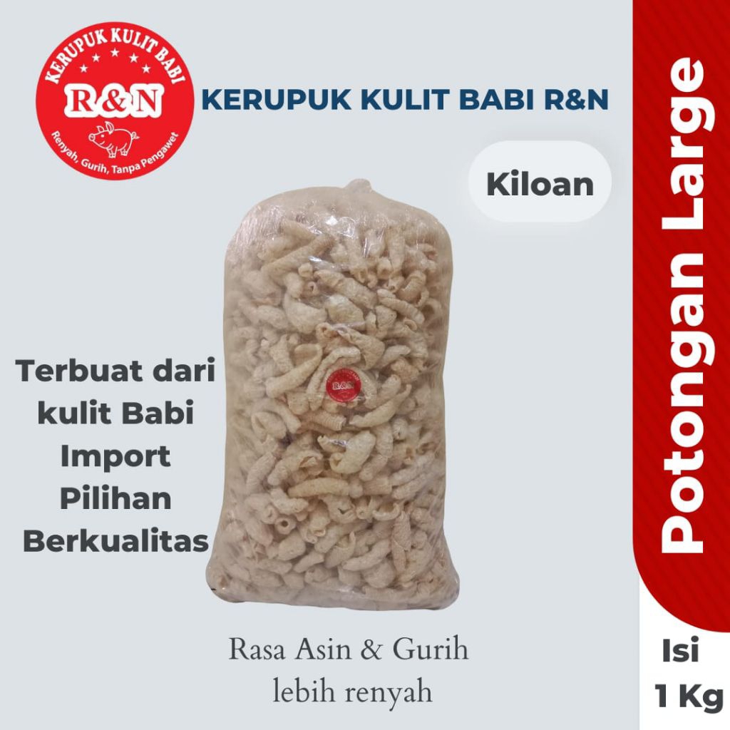 

KERUPUK KULIT BABI R&N IMPORT PREMIUM,ISI BERSIH 1 KILO /1000 GRAM CU JIU CHA,RAMBAK,CRISPY PORK SKIN