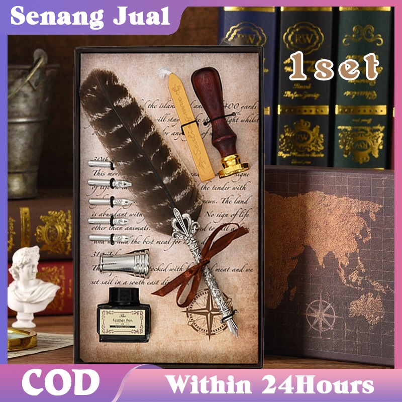 

Kaligrafi Hadiah Vintage Mewah Pen Calligraphy Set Pulpen Bulu Pena