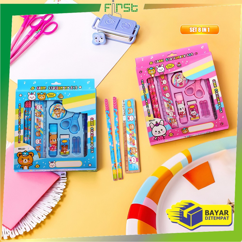 

EC FH-A26 Alat Tulis Set 8in1 Karakter Stationery Kids / Paket Alat Tulis Anak TK / Set School Supplies for Child Writing Gift Eraser Ruler