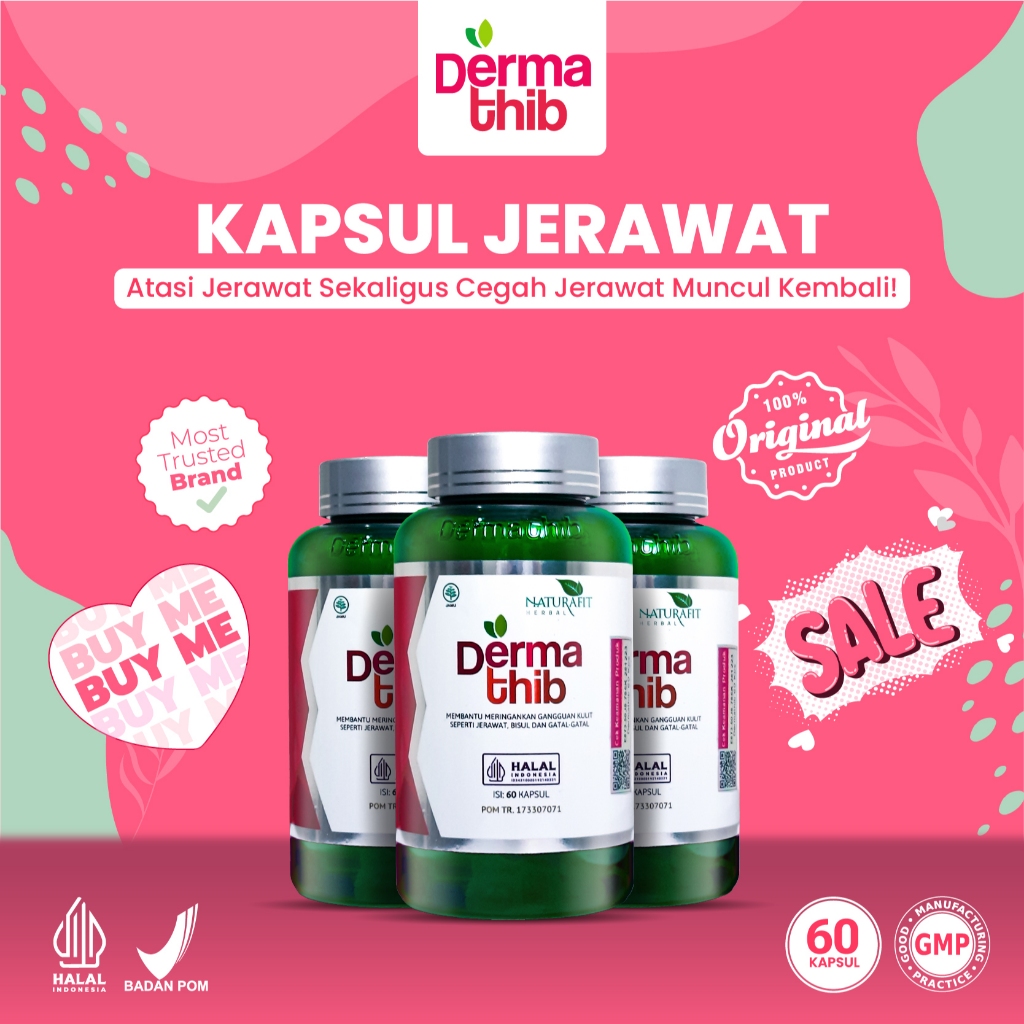 DERMATHIB - Paket 3 Botol Suplemen Jerawat Dan Bekas Jerawat Meradang, Jerawat Batu, Jerawat Punggun