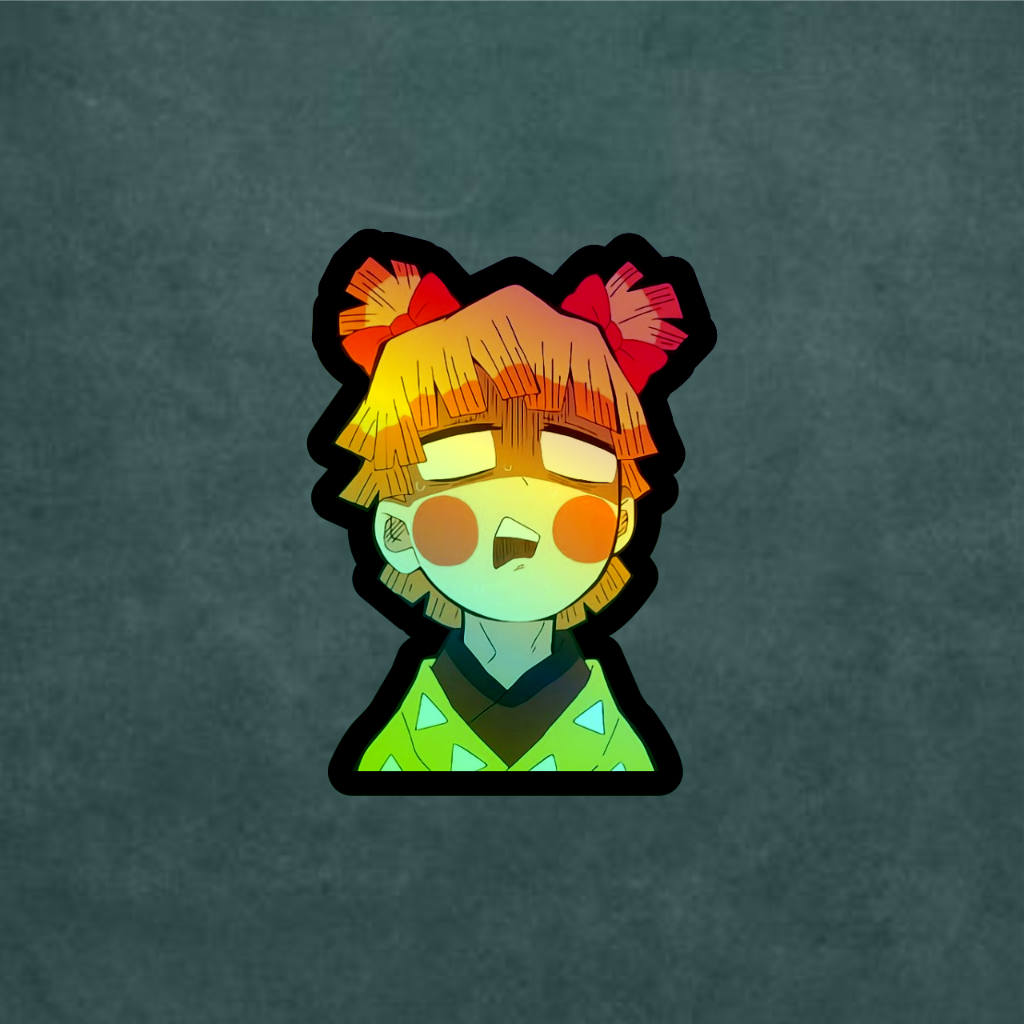 

STICKER HOLOGRAM ANIME ZENITSU AGATSUMA PANIK 7 CM