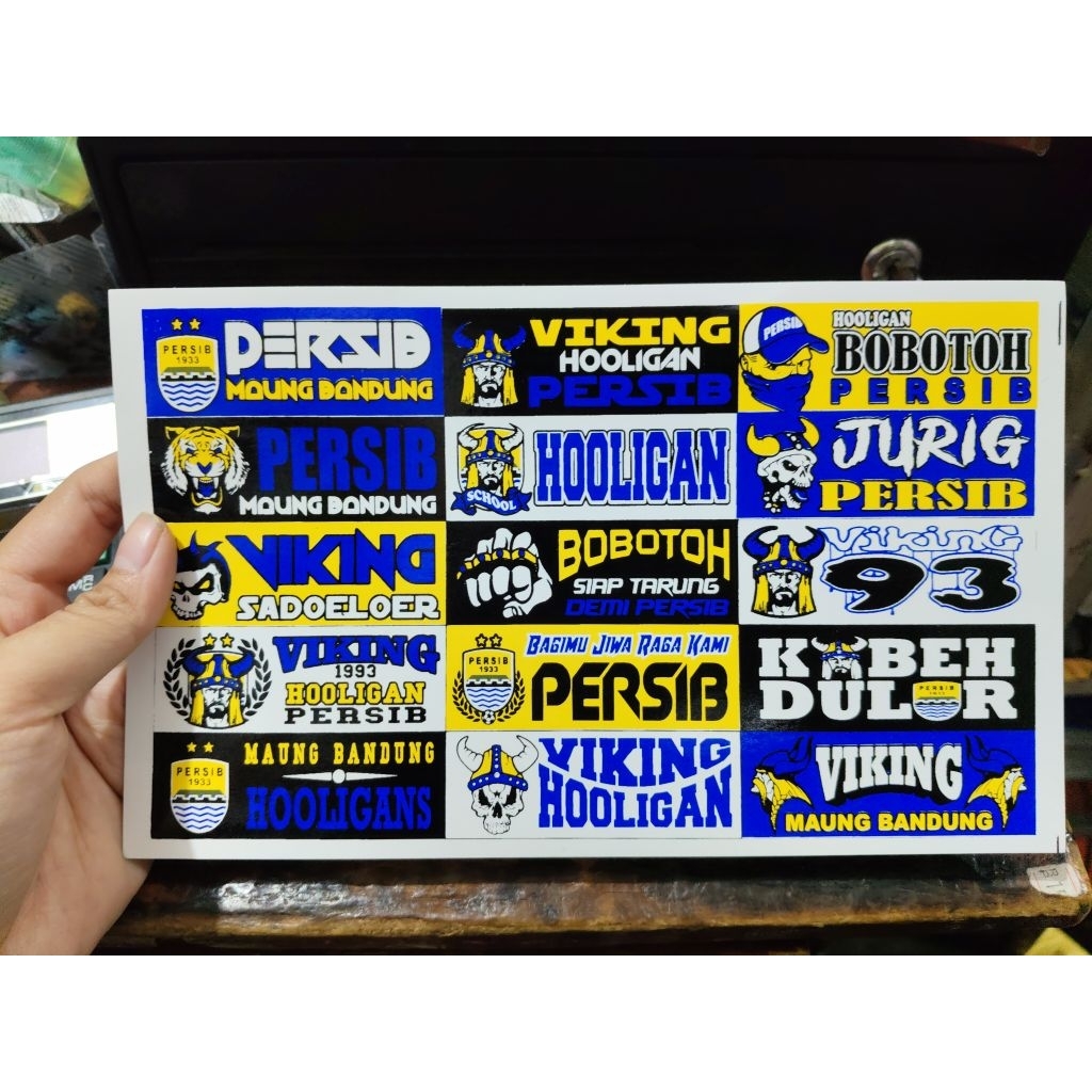 5lembar / stiker persib / stiker club / stiker permanen / 20 × 12cm