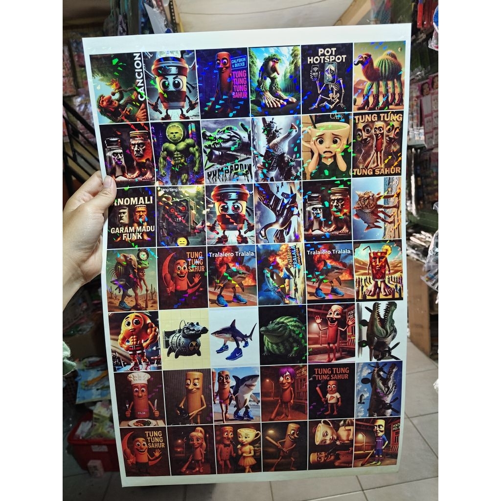 

42pcs / stiker anomali / sticker tung tung sahur / stiker viral / sticker hologram