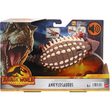 Mattel Jurassic World Dominion Roar Strikers Ankylosaurus Dinosaur Action Figure with Roaring Sound 