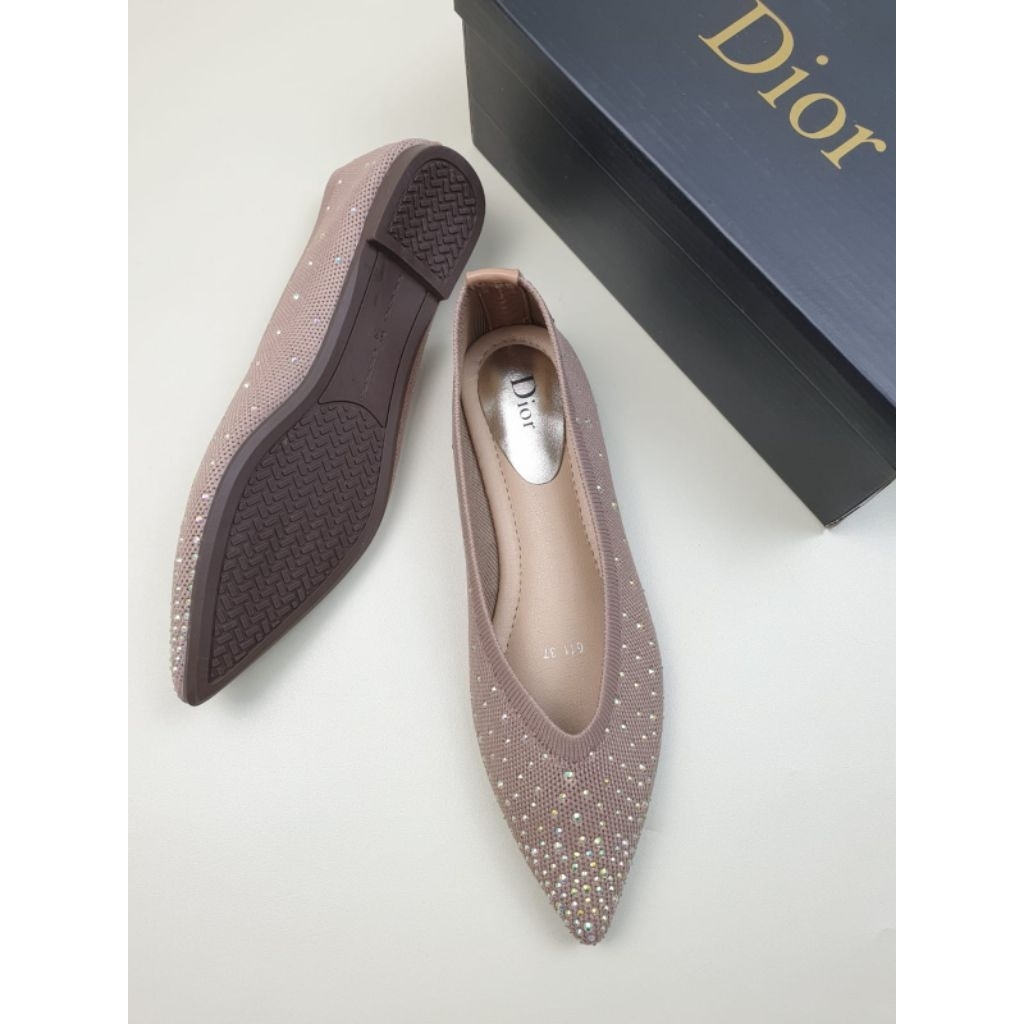 Sepatu women Dior YC-611 Rhinestone Ballet Flat