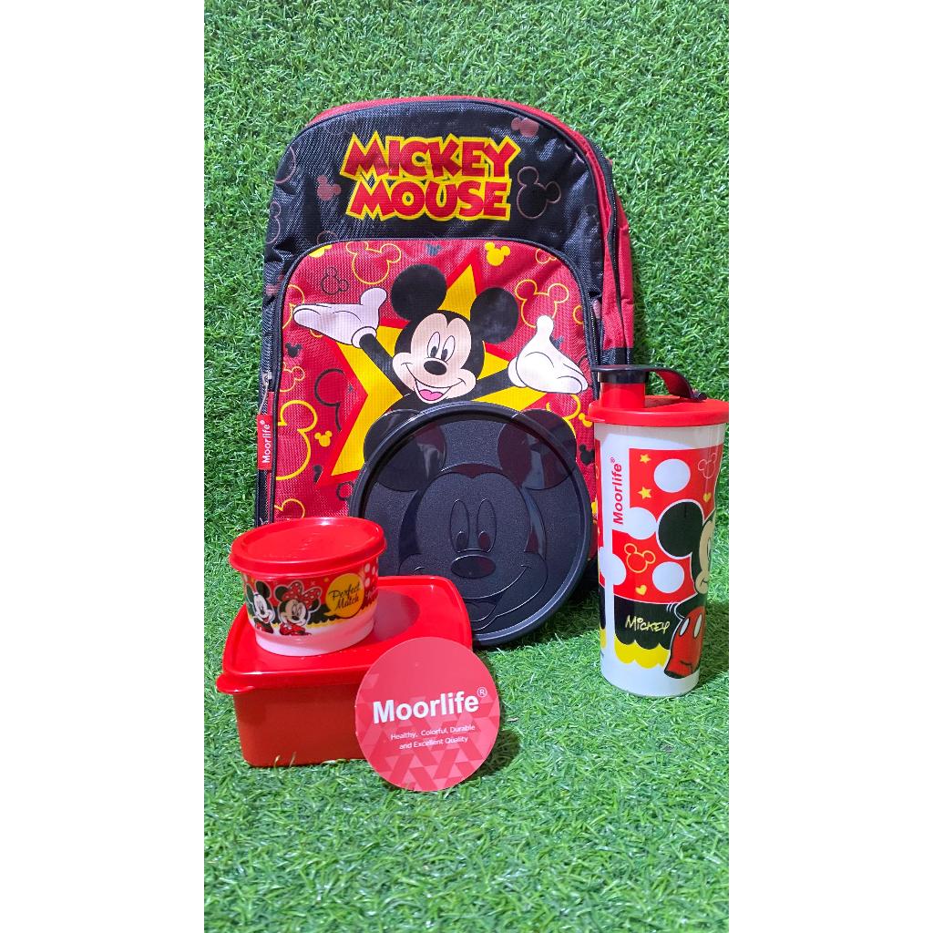 MOORLIFE TAS MICKEY MOUSE LENGKAP dengan lunch box set Original By Moorlife