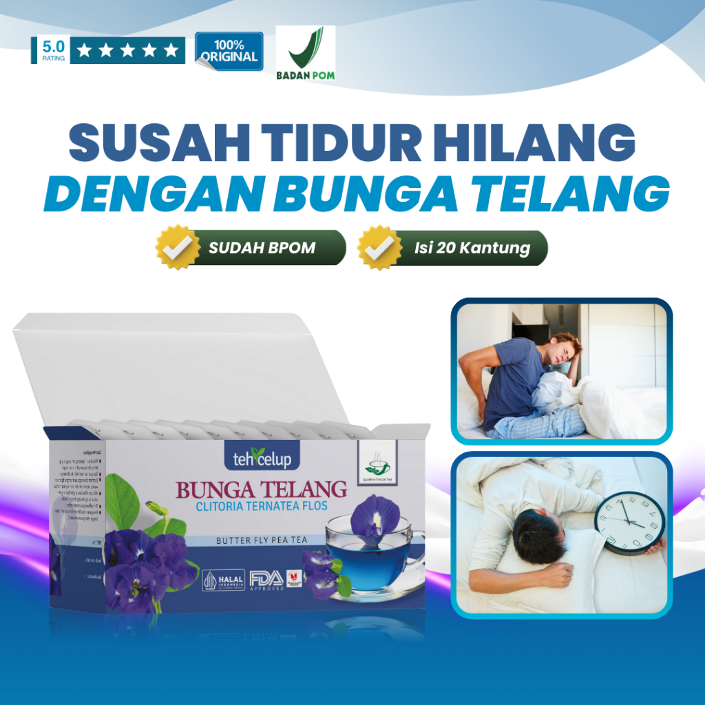 

Obat Insomnia Atau Susah TIdur Minuman Teh Bunga Telang Kaya Antioksidan isi 20 Kantung Per Kemasan
