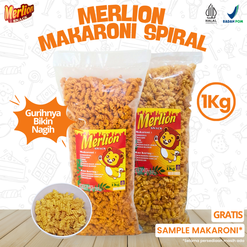 

MAKARONI SPIRAL 1 BALL 1 KG CAMILAN GURIH PEDAS DAUN JERUK DAN ORIGINAL RENYAH NAGIH FULL BUMBU