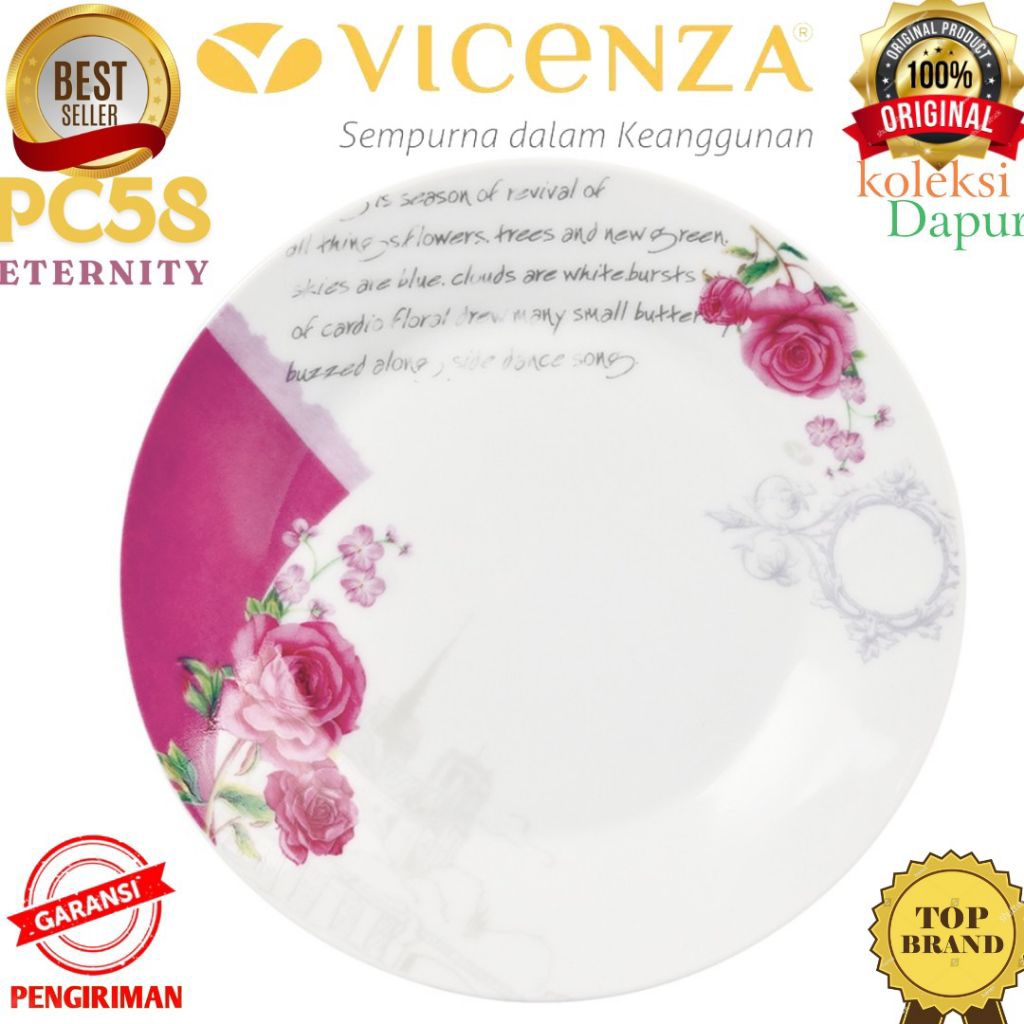 Piring VICENZA, piring 7 inch, Piring Eternity Pc58 tipe piring camilan dan piring kecil, 6 pcs wada