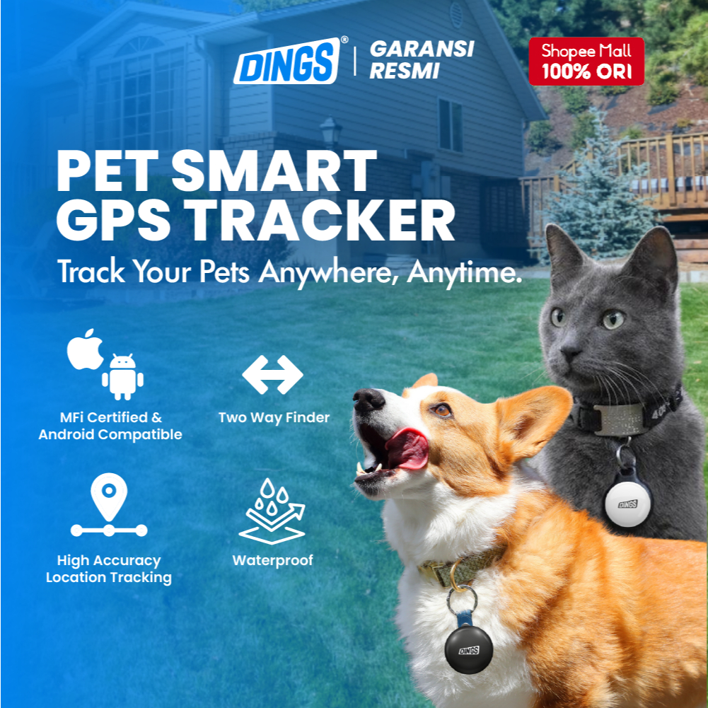 DINGS Smart Pet GPS Tracker Hewan Peliharaan – Smart Pelacak Hewan Peliharaan Anti Hilang