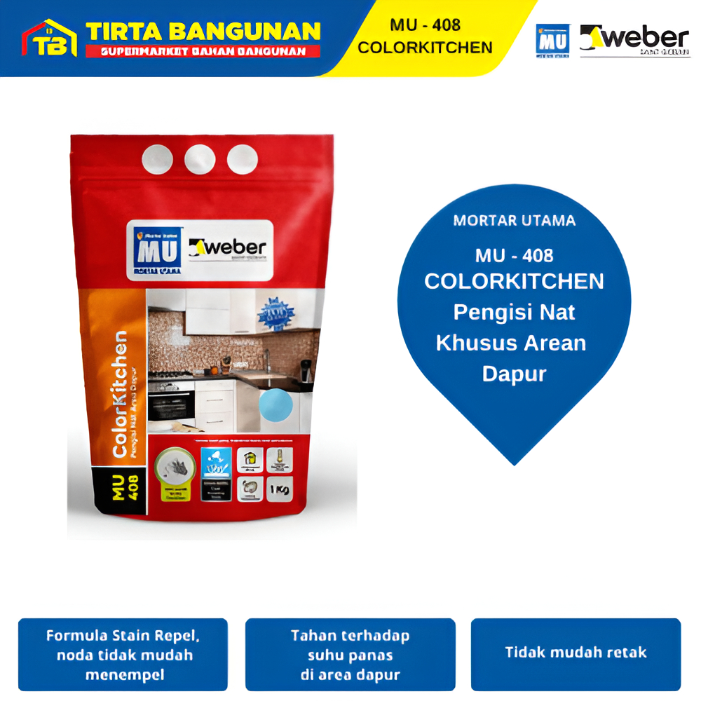 MU 408 COLORKITCHEN PENGISI NAT KERAMIK GRANIT AREA DAPUR SEMEN NAT PEREKAT  INSTAN 1 KG
