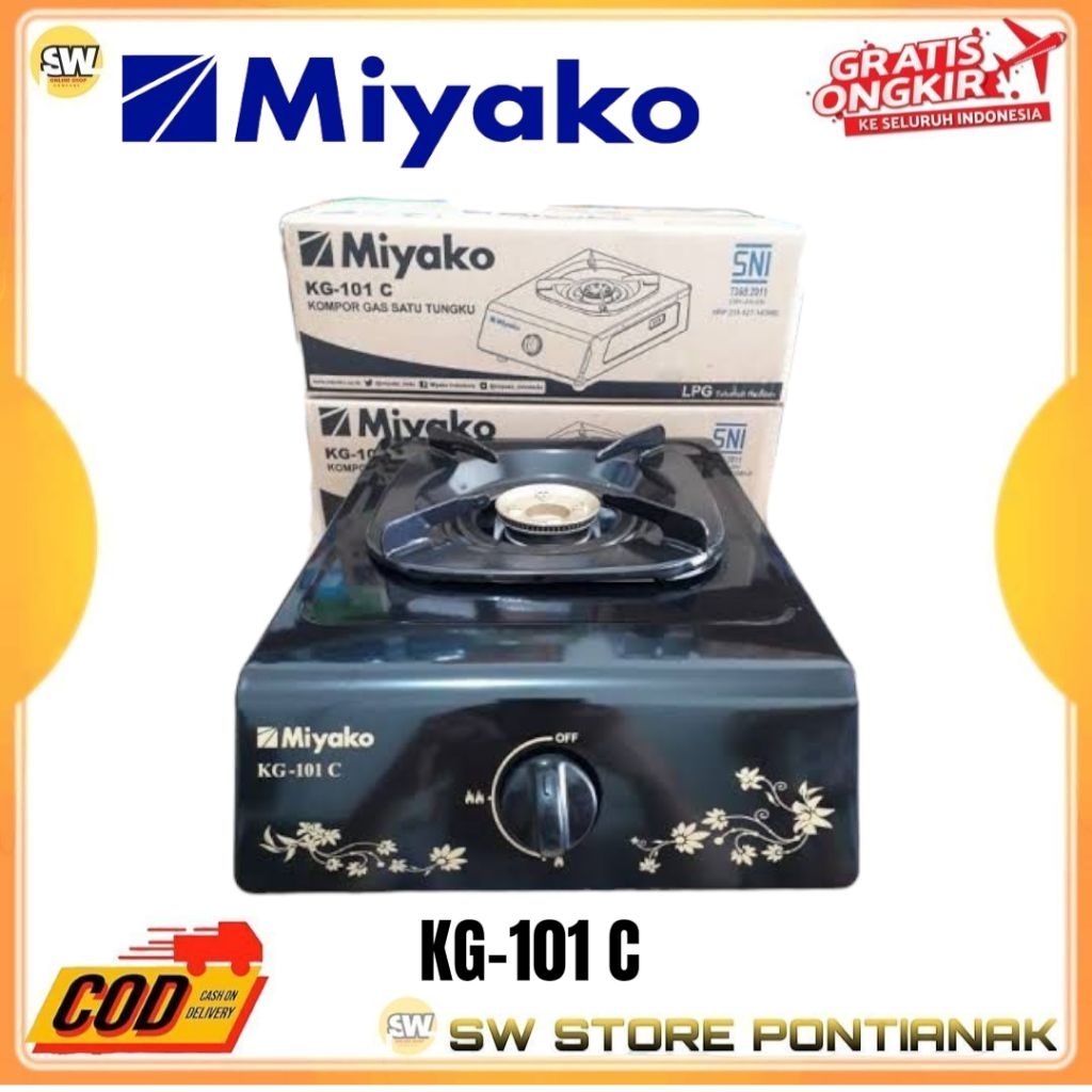 MIYAKO KG-101 C KOMPOR GAS 1 TUNGKU / KOMPOR MIYAKO 1 TUNGKU ORIGINAL BURNER KUNINGAN / KOMPOR 1 TUN