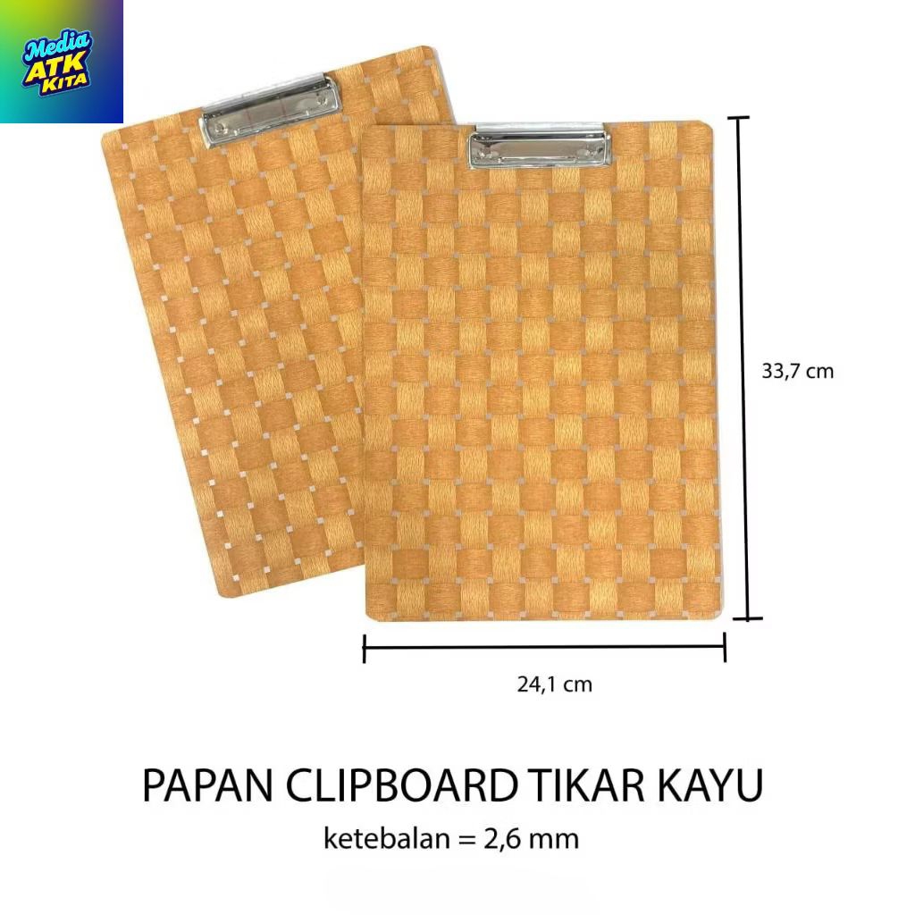 

Papan Ujian Kayu / Clipboard Motif Kayu Yamata Folio F4 / Pcs