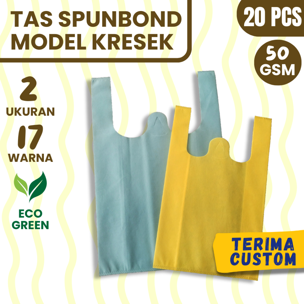 

(20 PCS) Tas Kain Spunbond Model Kresek | Goodie Bag | Totebag Murah Tebal 50 GSM Paket per Kodian untuk Souvenir | Hampers | Sembako