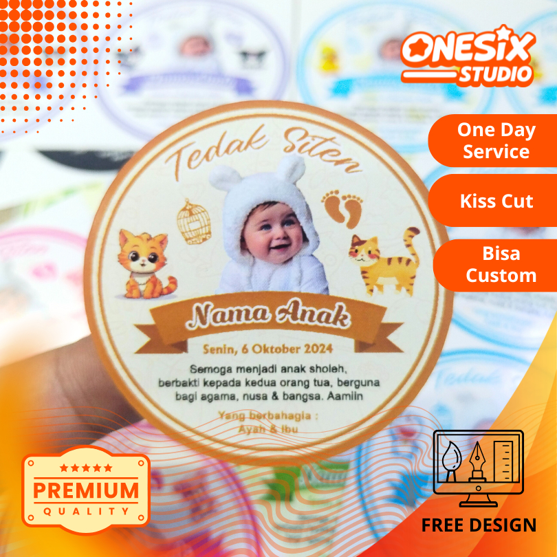 

8-10 Stiker Tedak Siten Free Design dan Cutting Bahan Cromo Tedhak Siten