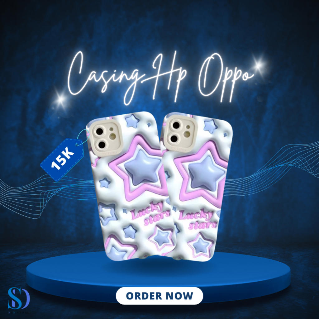 Casing HP Oppo A15 A16 A17 A3S Softcase Silikon 3D Kartun Bintang Anti Gores