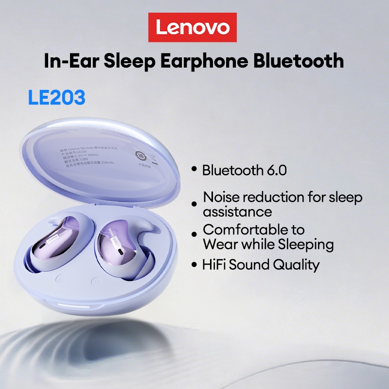 Lenovo Thinkplus LE203 TWS Sleep Earphone Bluetooth Upgraded 6.0 Deep Noise Reduction Heavy Bass Hea