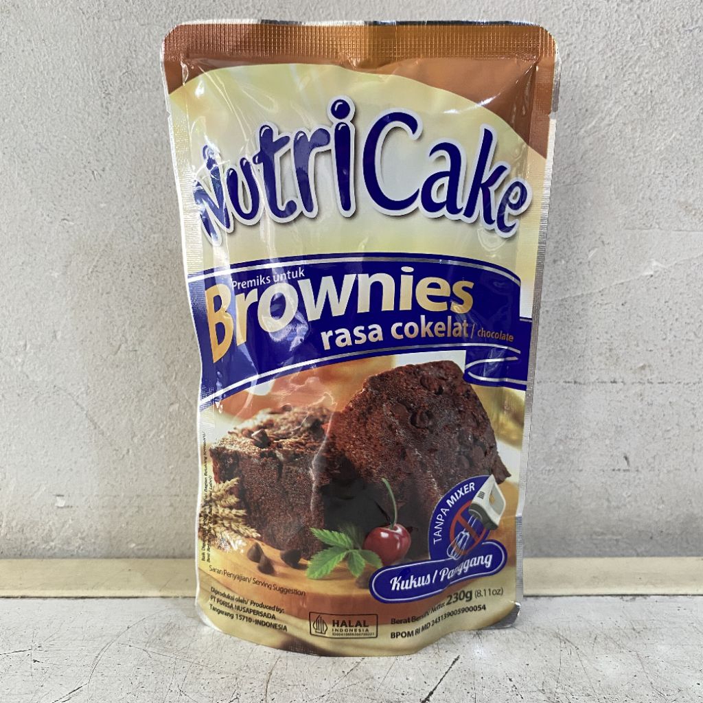

Nutricake premiks BROWNIES kukus dan panggang rasa COKELAT pouch 230 gram